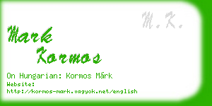 mark kormos business card